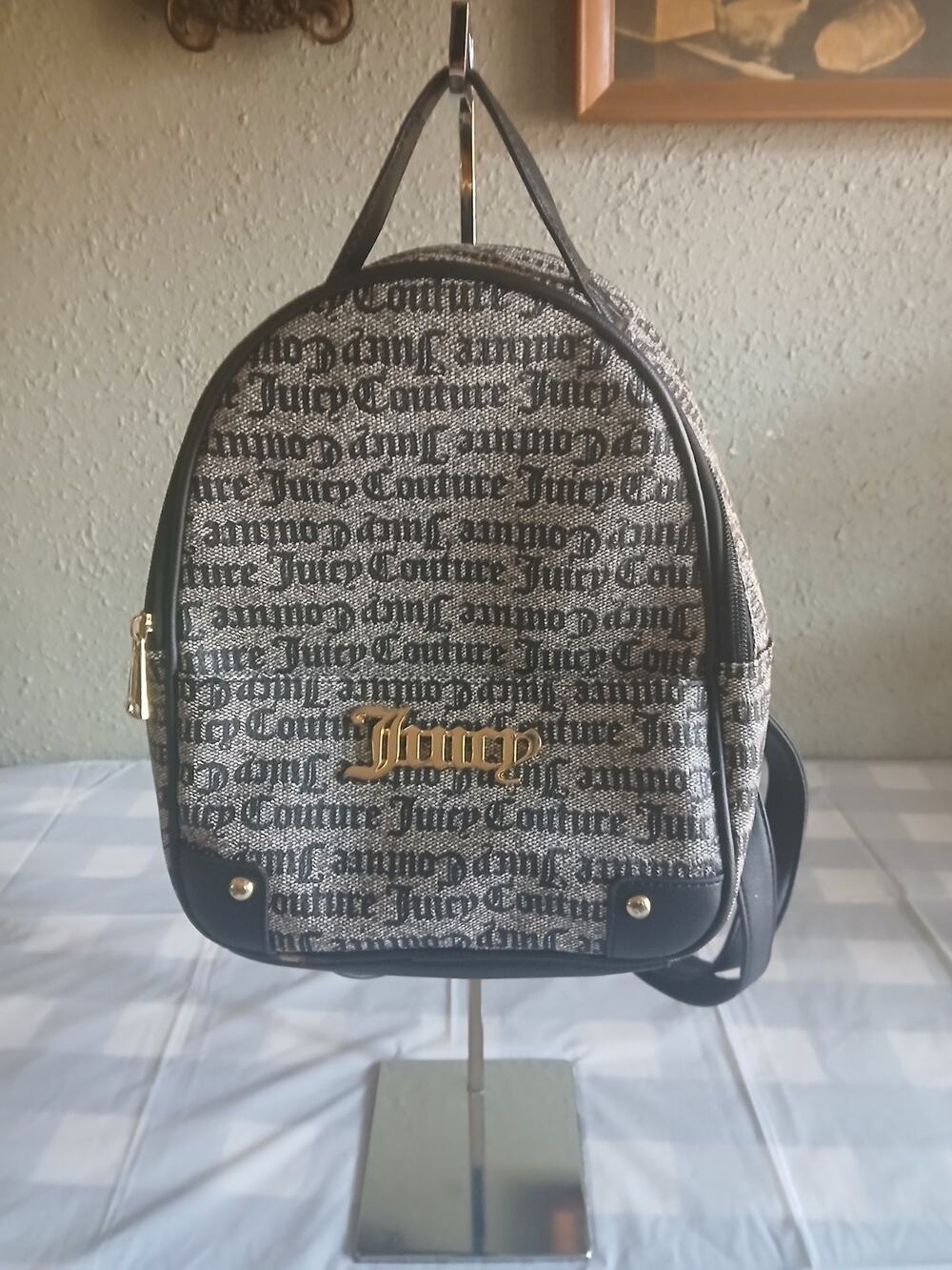 NEW Juicy Couture Lollipop Small Backpack Gothic Printed Status Black/Beige